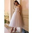 thumbnail image 3 of Women's V Neck Spaghetti Straps Tulle Prom Dress Tea Length Formal Party Evening Dress, 3 of 4