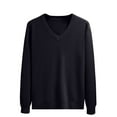 thumbnail image 2 of Zynviq Men Sweater Black V Neck Long Sleeve Solid Pullover Oversized Sweaters Winter Sweaters for Men XL, 2 of 6