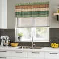 thumbnail image 4 of 2 Pack Farmhouse Dark Sage Green Brown Valances for Windows Bedroom Living Room Window Treatments, Vintage Wooden Striped Rod Pocket Valance Drapes Short Kitchen Curtains Over Sink 60"x18", 4 of 8