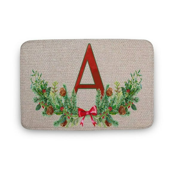 Monogrammed Christmas Bough Welcome Door Mat, Monogrammed , Indoor Outdoor Rug, Housewarming Gift, Rubber Backed,, Funny Door Mat Outdoor Decor,Indoor Doormat,Coral Velvet Rug 16”x24”