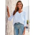 thumbnail image 2 of LASCANA Women's Striped Tab Sleeve Blouse Shirt Buttons, 2 of 5