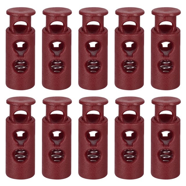 Unique Bargains Lot de 30 Verrous de Cordon 4mm en Plastique à Double Trou, Rouge Foncé