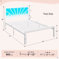 thumbnail image 2 of Twin Size Metal Bed Frame with Headboard Metal Platform Bed Frame with LED Lights Bed Frame Twin with Storage Underbed, Noise Free, No Box Spring, White, 2 of 9