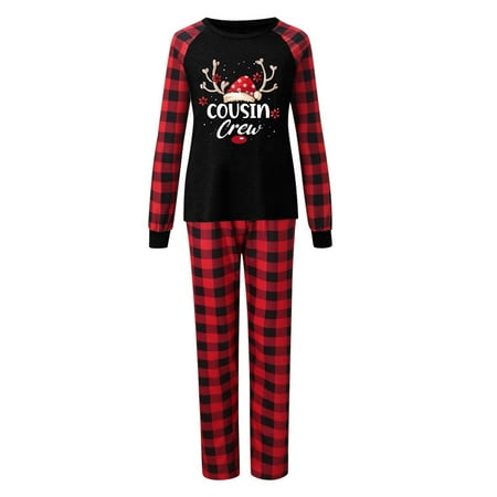 

Luiyenes Ladies Christmas Homewear Mom Christmas Deer Print Home Clothing Plaid Sleeves Holiday Pajamas Parent Child Set For Women