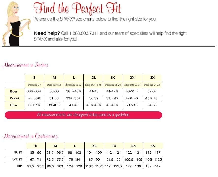 Spanx Letter Size Chart
