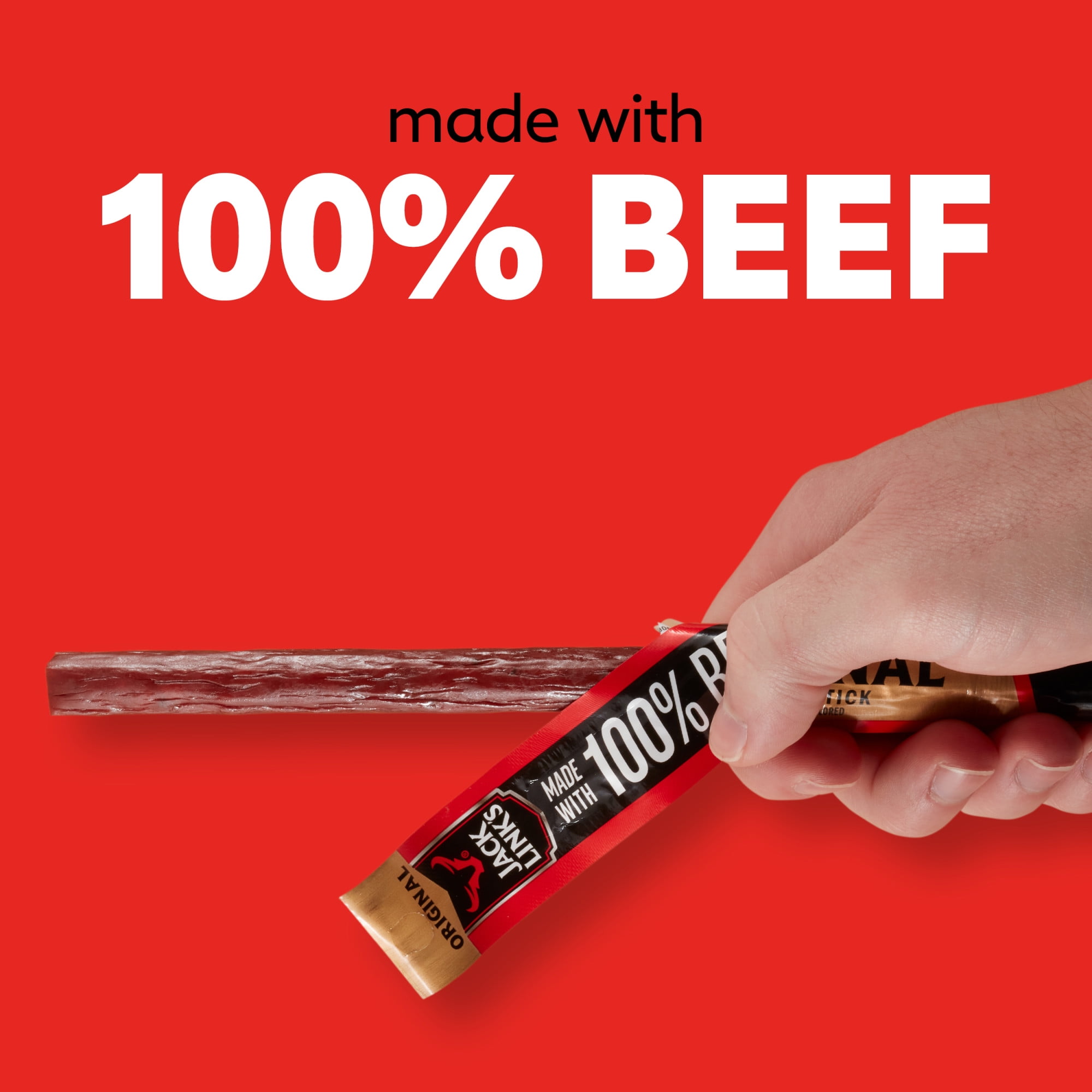 (10 pack) Jack Link’s Beef Sticks, 100% Beef, Original, 12g Protein per Stick, 0.92 oz Stick