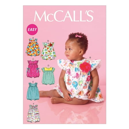 McCalls Toddlers Easy Sewing Pattern 7107 Rompers Jumpsuits
