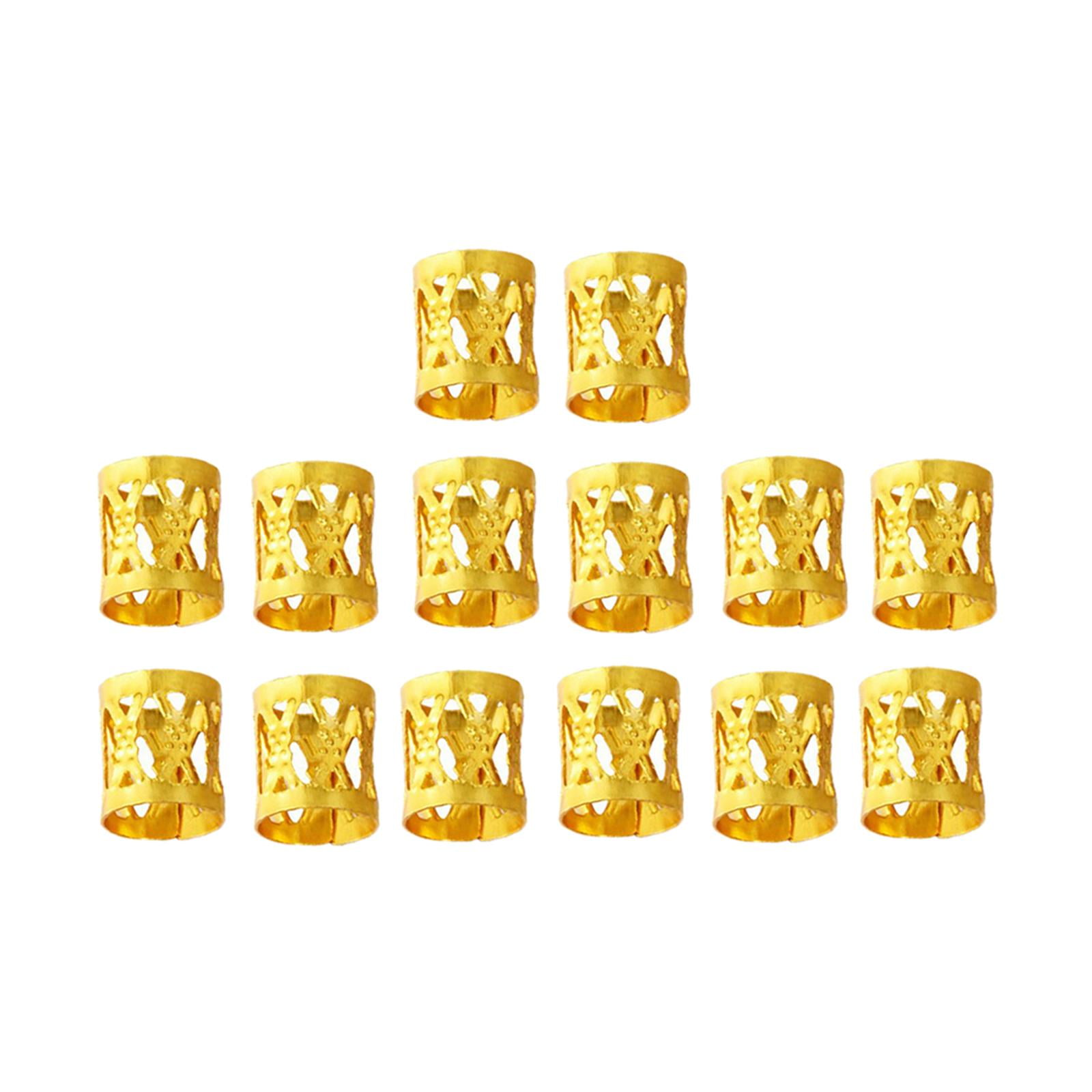 TOOYFUL 5x100x Dreadlocks Beads Decorations Pendants Metal for Hair Accessory Gold