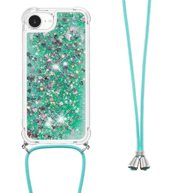Funda FOXDOCK para iPhone 16e con Cuerda Ajustable, Brillo Líquido, Protección Antigolpes y Lente – Ideal para Regalo