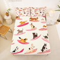 thumbnail image 5 of Homewish Cartoon Dog Queen Sheets,Summer Beach Surf Queen Sheet Sets,Cream,4-Piece,1 Flat Sheet, 1 Fitted Sheet and 2 Pillowcases, 5 of 6