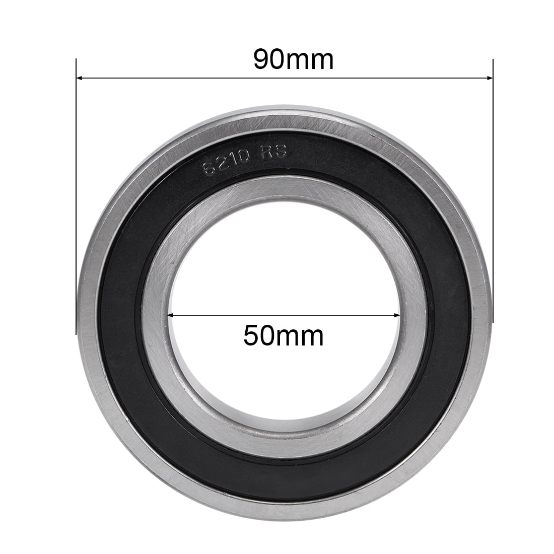 Unique Bargains 6210-2RS Deep Groove Double Shielded Carbon Steel Ball Bearings