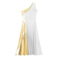 thumbnail image 7 of YONGHS Womens Metallic One Shoulder Lyrical Praise Dance Dress Sleeveless Liturgical Dancewear White M, 7 of 7