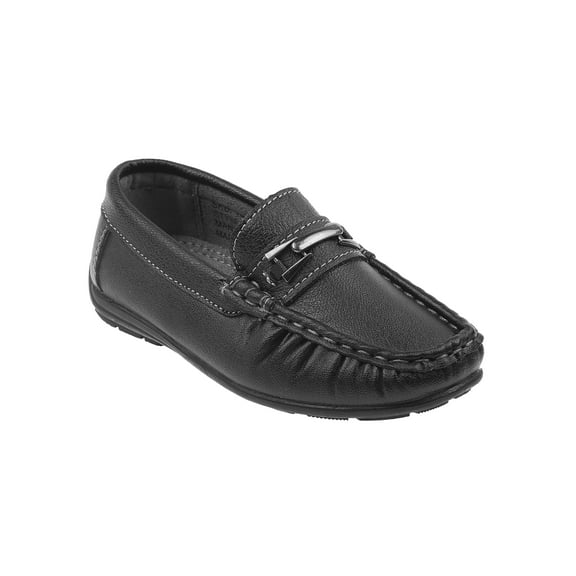 Josmo Boys Casual Slip-On Loafers with Metal Accent - Black BK, 1