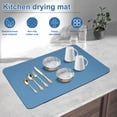 thumbnail image 3 of AMERTEER 2pcs Coffee Mat Quick Absorbent Hide Stain Kitchen Counter Mat Waterproof Rubber Backed Coffee Bar Accessories Fit Maker Coffee Pot Espresso Machine Dish Drying Rack 16”x24” (Blu, 3 of 9