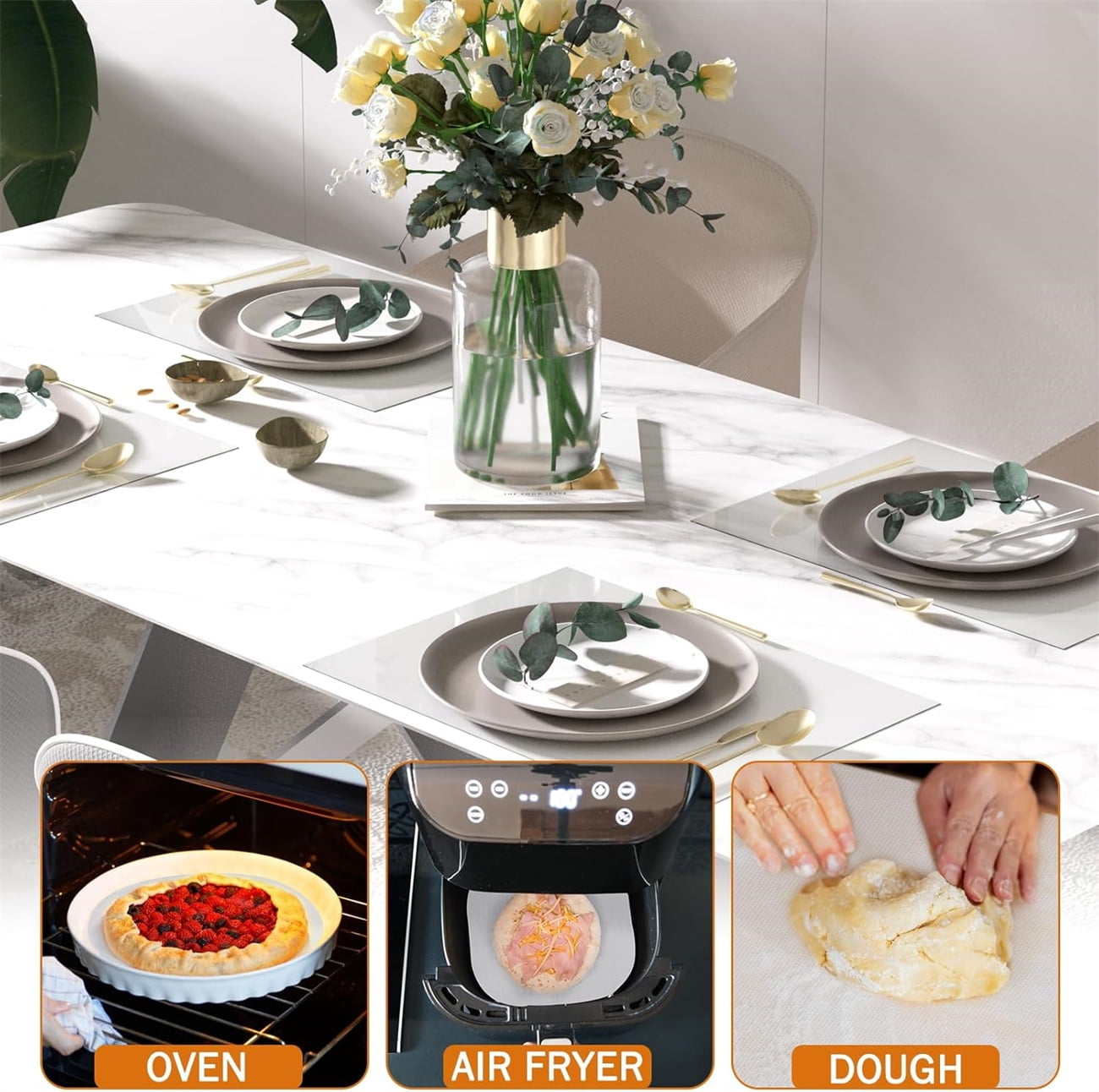 Food Grade Silicone Baking Mats,Bexikou Countertop Protector Mat, Washable Oil-Proof Refrigerator Liners,Heat Resistant Pastry Mat for Cookie Bread Baking Cooking,11.8IN x 6FT