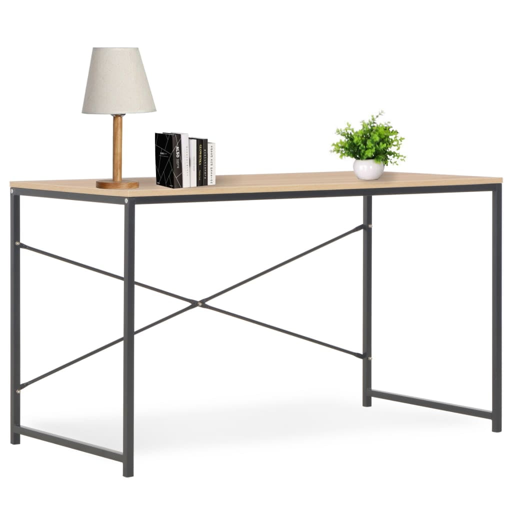 Writing Table Desk, Portable Computer Desk for Home Office, Black+Oak