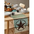 thumbnail image 3 of Hokiten Table Runners 120 Inches Long Dress Scarves, Texas Star Western Farmhouse Coffee/Dining/Kitchen Table Runner for Living Room, Vintage Teal Brown Wooden Farmhouse 13x120 Inch, 3 of 7