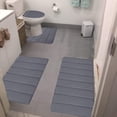 thumbnail image 2 of Juego de 4 alfombras de baño de espuma viscoelástica, antideslizantes y absorbentes de agua, cómodas, fáciles de limpiar y secar, universales y suaves, aptas para el suelo de la ducha., 2 of 7