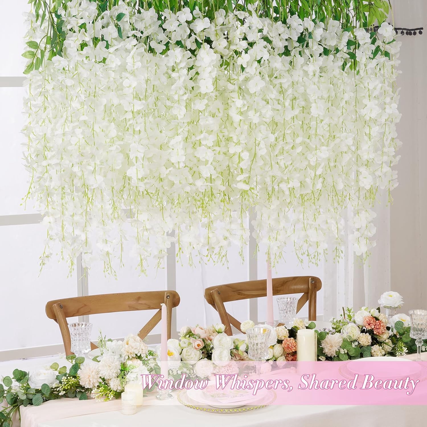 Wisteria Hanging Flowers, 3.6 Feet/Pcs Pink Wisteria Artificial Flowers, Fake Wisteria Flowers Garland, Hanging Wisteria Vines for Bedroom Wedding Home Party Wall Decoration