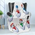 thumbnail image 4 of Christmas Soft Flannel Fleece Throw Blanket, Snowmen with Different Hats and Scarfs Carrot Noses Xmas Winter Season Theme, Cozy Plush for Indoor and Outdoor Use, 50" x 70", Multicolor, by Ambesonne, 4 of 5
