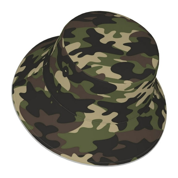 Men Women Camouflage Print Pattern Reflective Bucket Hat Reversible Runner Cap Visor Hat