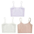 thumbnail image 2 of YUUMIN 3Pcs/Set Kids Girls Ribbed Bra Vest Spaghetti Straps Crop Top Solid Color Camisole Underwear White&Orange&Light Purple L, 2 of 9