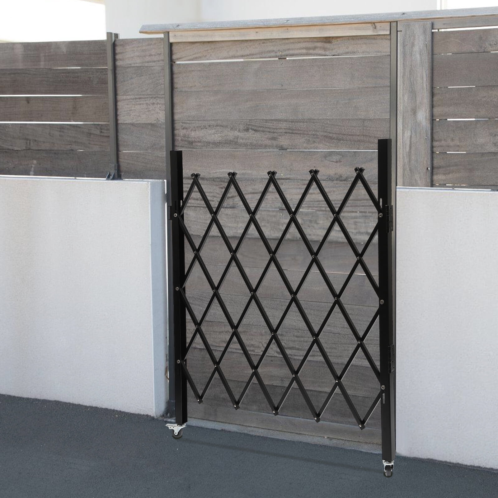Single Folding Security Gate, 48" H x 37" W Folding Door Gate, Iron Gate, Flexible Expanding Security Gate, Rolling Barricade Gate for Basements, Garages, Storefronts, Kindergartens, and More