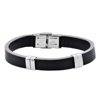 Arista Men's Bracelet in Black and Grey Leather Stainless Steel, 8.5"