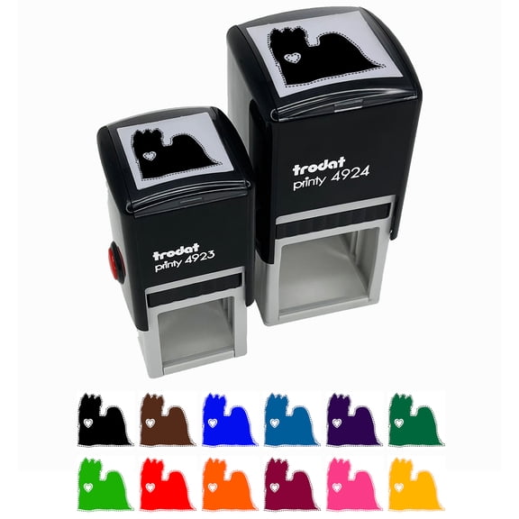 Yorkie Yorkshire Terrier Dog with Heart Self-Inking Rubber Stamp Ink Stamper - Black Ink - Small 1 Inch