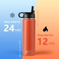 thumbnail image 6 of Canddidliike 22 Oz Double-walled Insulated Stainless Steel Water Bottle with 2 Lids and Straw-Orange, Modern Water Bottle with Straw Lid Vacuum Insulated Stainless Steel Metal Thermos Bottles, 6 of 7