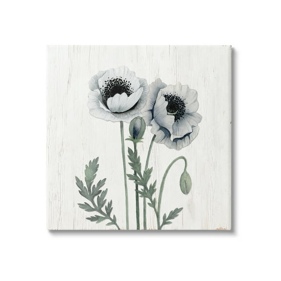 Stupell Industries Blooming Poppy Flower Buds Rustic Panel Pattern Graphic Art Gallery Wrapped Canvas Print Wall Art, Design by Kourtni Gunn