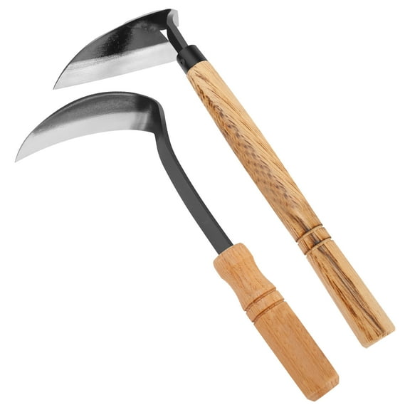 2Pcs Weeding Sickle Steel Grass Sickle with Incisive Blade Manual Sickle Hoe Gardening Tools Lightweight Weeding Grass Sickle Weed Remover Tool for Garden Yard
