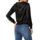 thumbnail image 4 of CHAQUETA BOMBER METÁLICA BRILLANTE CON CREMALLERA Y CAPUCHA INSPIRE CHIC PARA MUJER, TALLA XL, NEGRO, 4 of 7