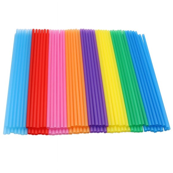 Nvzi 100Pcs 0.23*7inch Disposable Drinking Plastic Straws-Multicolor