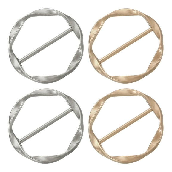 Uxcell 4 Pack T-shirt Clips, 34mm(1-5/16") Round Metal Silk Scarf Ring Clipfor Women Scarf, Loose T-shirt, Matte Gold/Matte Silver