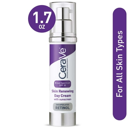 CeraVe Skin Renewing Anti-Aging Face Cream with Retinol, SPF 30, Fragrance Free Sunscreen for All, 1.7 fl oz