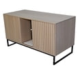 thumbnail image 2 of 25 Inches Cat Litter Box Enclosure for 2 Kittens,Hidden Litter Boxes Furniture with Cat Scratch Pad,Large Indoor Pet House with Double Room, Wooden TV Stand Side Table,Light Brown, 2 of 6