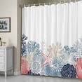 thumbnail image 5 of Summer Marine Life Shower Curtain, Ocean Coral Coastal Starfish Blue Conch Waterproof Shower Curtain Set with 12 Hooks Lightweight Bath Curtains Fabric Bathroom Decor 48x72 Inches, 5 of 9
