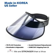 Navy Sun Visor Hat Cap UV Protection UPF 50  - Premium Adjustable Solar Headband Face Shield, Wide Brim, Made in Korea