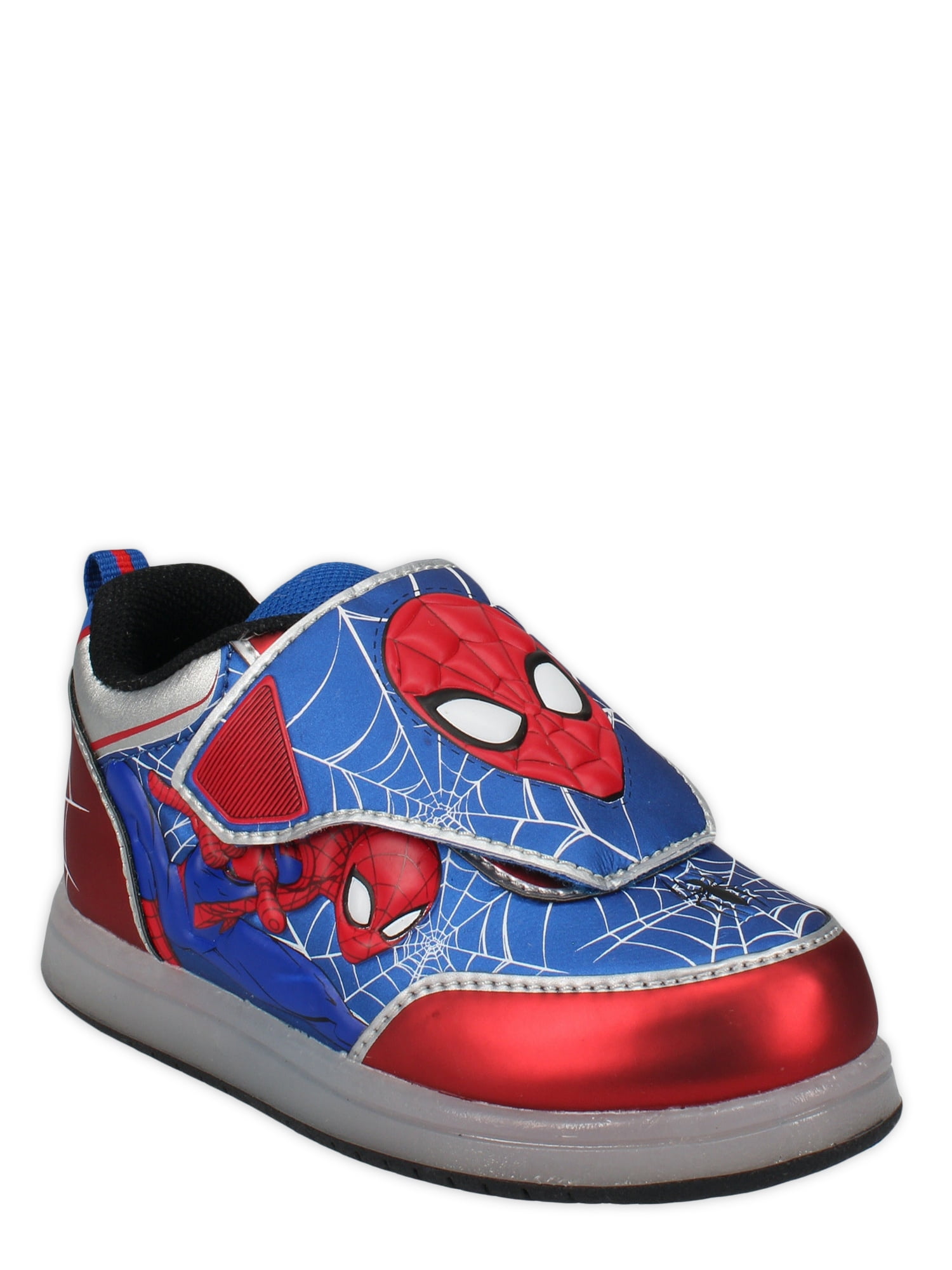 MARVEL Boys Spiderman Light Up Canvas Trainers Kids Pumps with Flashing Lights 