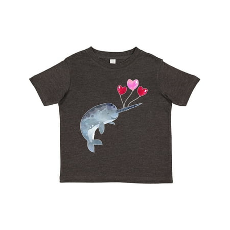 

Inktastic Valentine s Day Narwhal with Heart Balloons Gift Toddler Boy or Toddler Girl T-Shirt