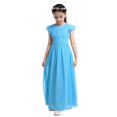 thumbnail image 3 of MSemis Kids Girls Flutter Sleeves Chiffon Birthday Party Wedding Dress Blue 14, 3 of 6