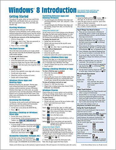 Pre-Owned Windows 8 Quick Reference Guide (Cheat Sheet of Instructions ...