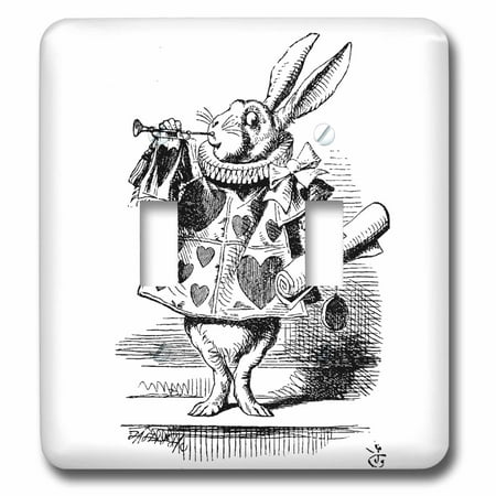 3dRose Alice in Wonderland White Rabbit in costume. John Tenniel illustration, Double Toggle Switch