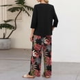 thumbnail image 7 of Women’s Casual Printed Three Quarter Sleeve Button Top Wide Leg Pants Two Piece Set Relaxed Fit Floral Pattern Outfit, 7 of 7