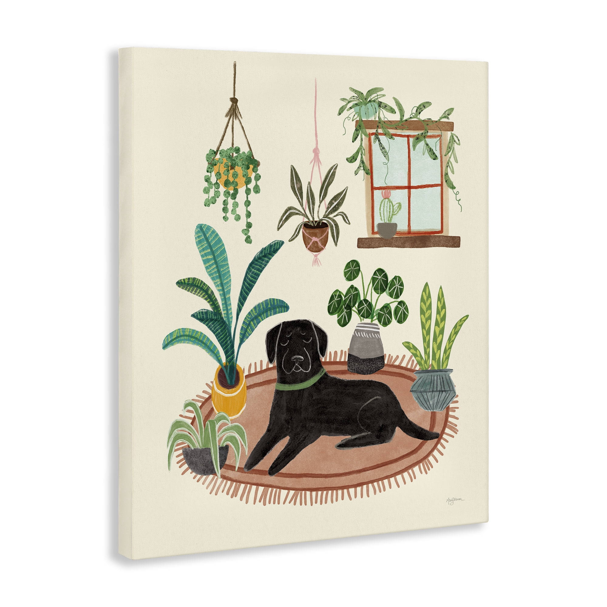 Stupell Industries Fun Dog & House Plants Animals & Insects Painting Gallery Wrapped Canvas Art Print Wall Art, 16 x 20