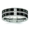 thumbnail image 1 of Bague en Acier Inoxydable Poli Noir Plaqué IP CZ Taille 7.5, 1 of 7