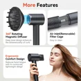 thumbnail image 4 of Black Ionic Hair Dryer with Diffuser, 1627W High Speed Blow Dryer, Lightweight Low Noise, 4 of 11