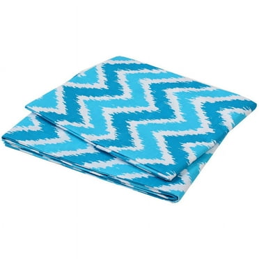Bacati - MixNMatch Zigzag Crib/Toddler Bed Fitted Sheets 100% Cotton Percale, Turquoise, 2-Pack