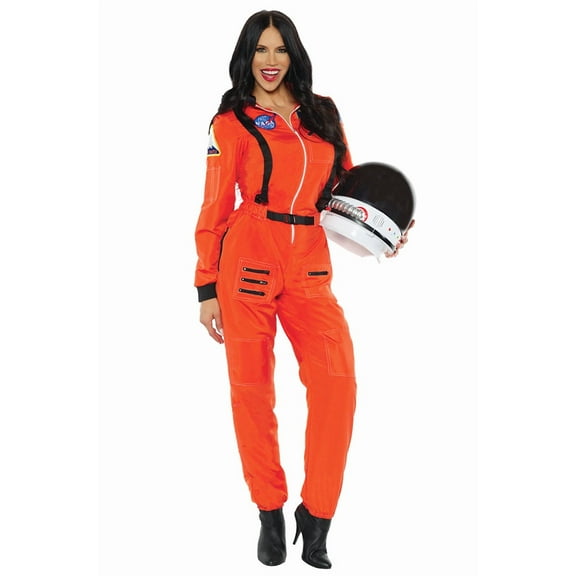 Underwraps Female Astronaut Fancy-Dress Costume for Adults with Embroidered Patches, Women's X-Large